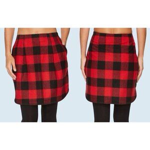 WOOLRICH Richville Buffalo Plaid Red & Black Wool Blend Lined Skirt Size 8